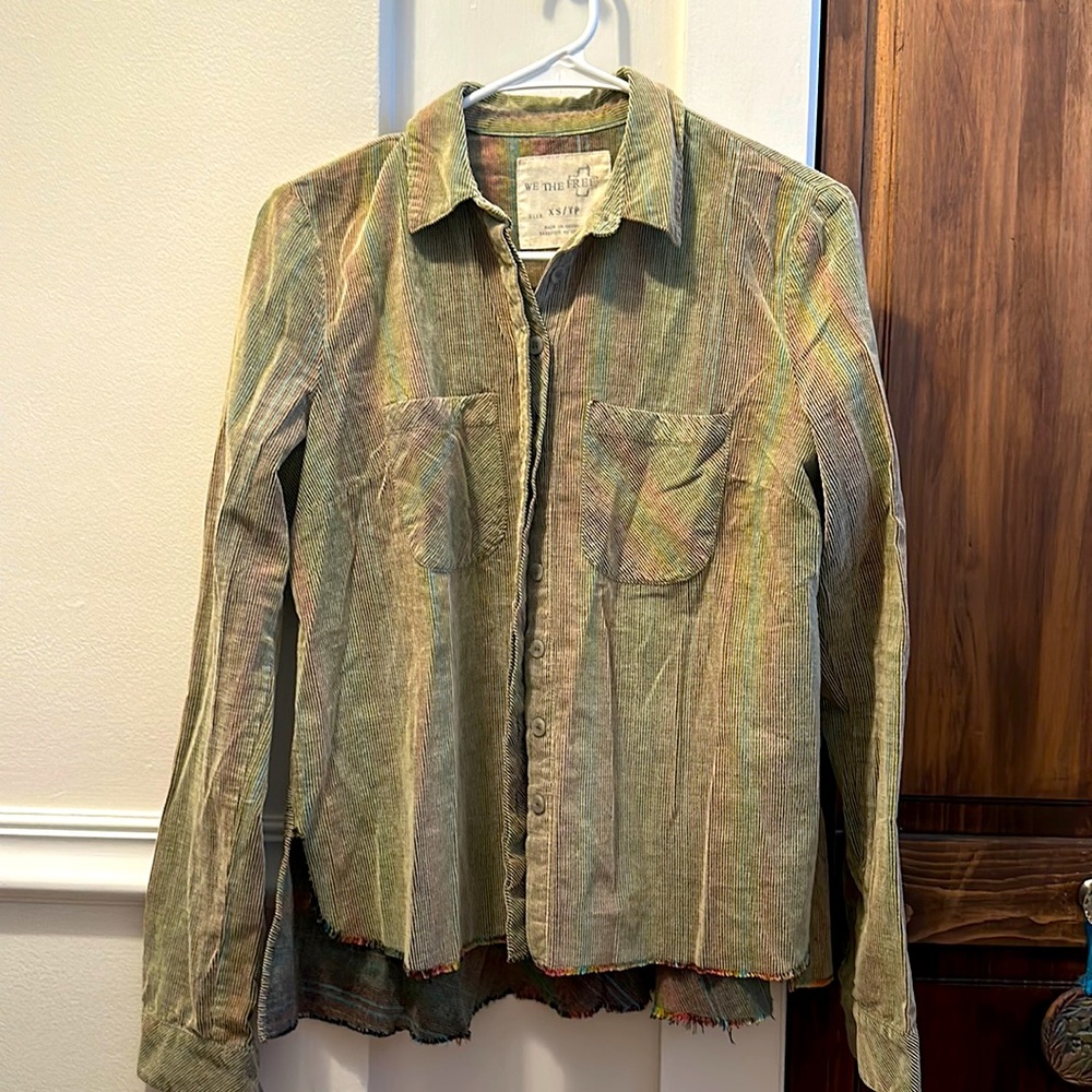 Free People light corduroy button down